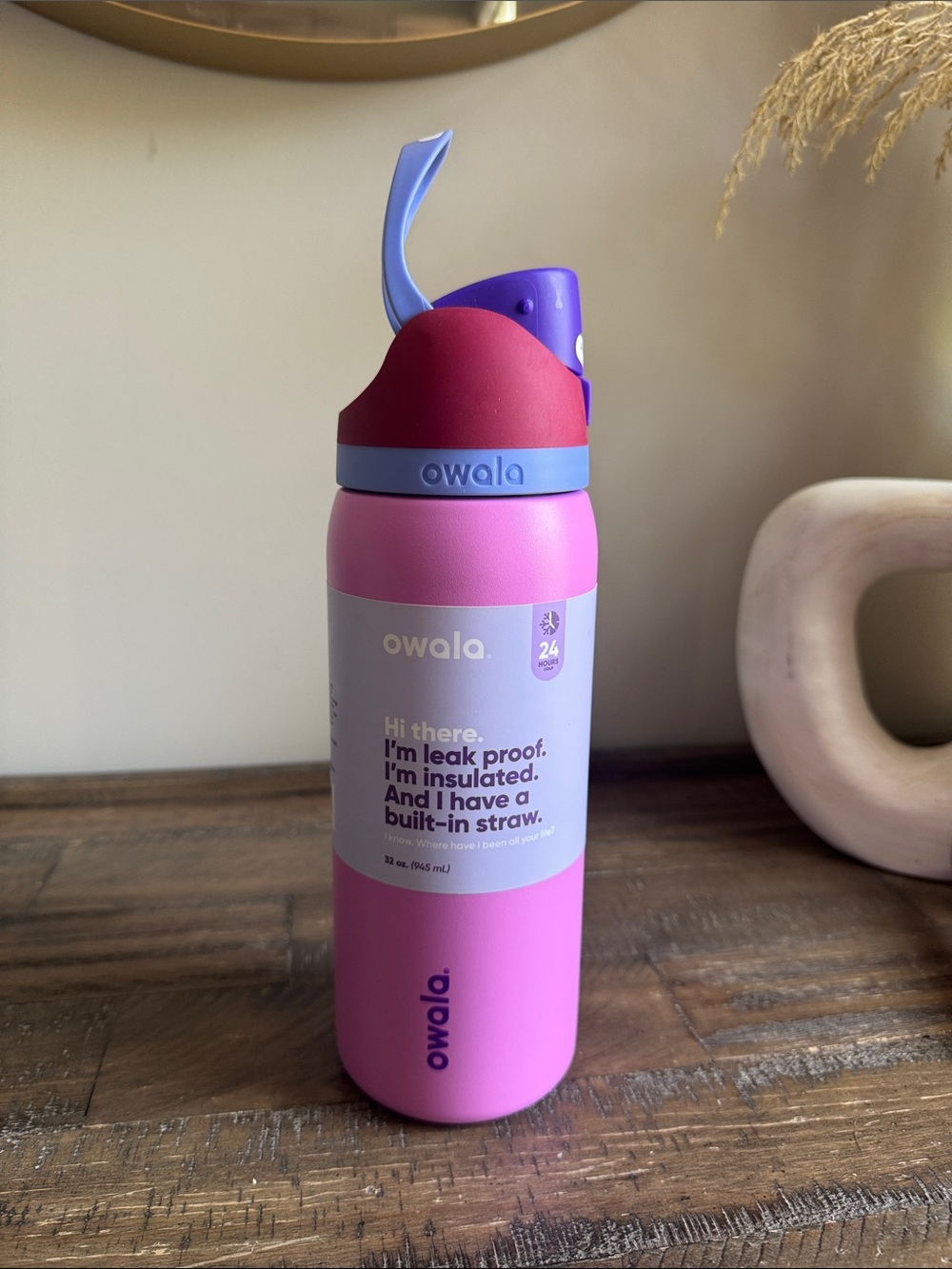 Owala Insulated Straw Water Bottle - Pink & Purple